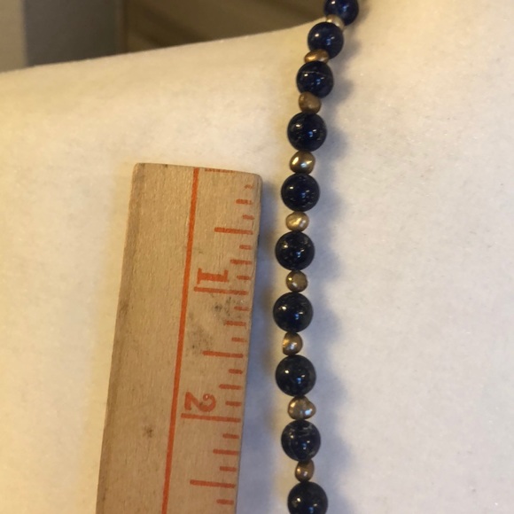 Lapis and gold nugget necklace and earrings - Picture 4 of 6